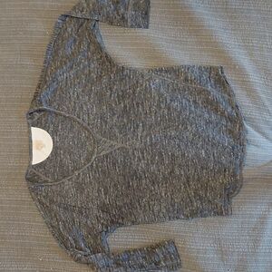 Wilfred Heathered Black-Gray 3/4 Sleeve Top